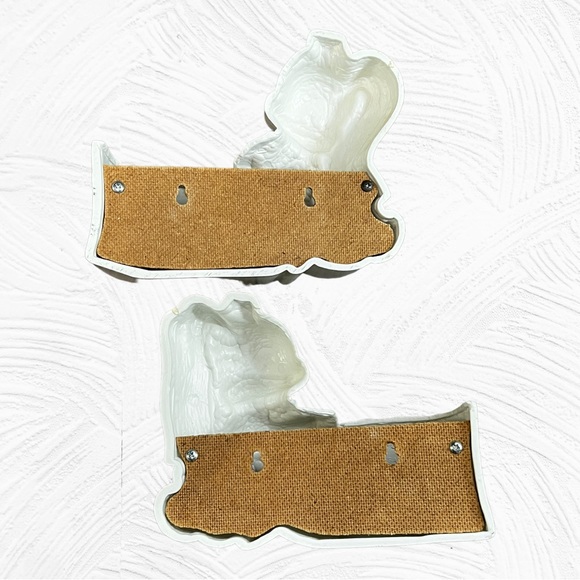 Vintage 1990 Burwood Products Co. 2 Bunny Rabbits Planters Wall Pockets - Picture 3 of 7